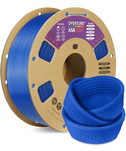 OVERTURE ASA Filament 1.75mm, 1kg Spool (2.2lbs) 3D Printer Filament, Premium Anti-UV, ASA Filament Perfect for Printing Outdoor Functional Parts, Dimensional Accuracy +/- 0.02 mm (Blue)