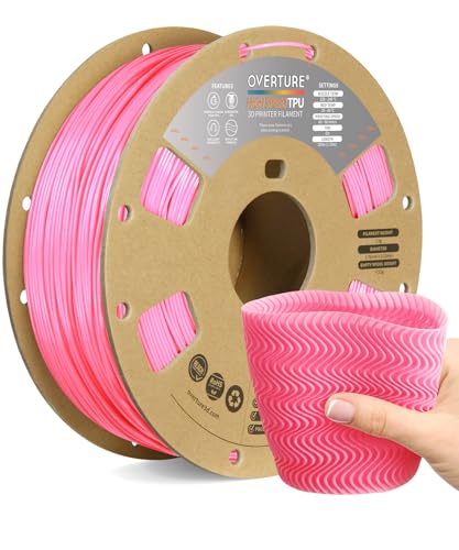 OVERTURE TPU High Speed Filament 1.75mm Flexible 95A Roll, 3D Printer Filament, Fit Most FDM Printer(HS TPU Pink)