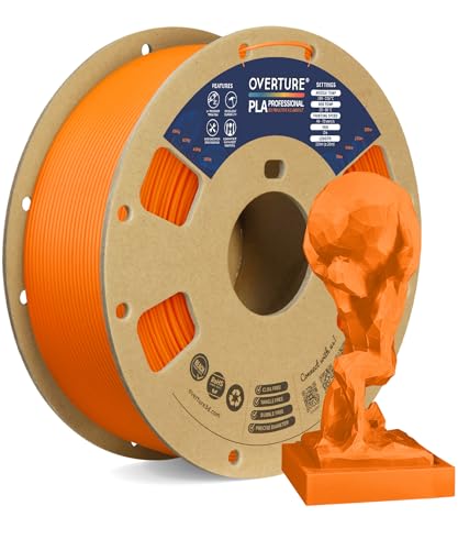 OVERTURE PLA Plus (PLA+) Filament 1.75mm PLA Professional Toughness Enhanced PLA Roll, Cardboard Spool, Premium PLA 1kg(2.2lbs), Dimensional Accuracy Probability +/- 0.02mm (Orange)