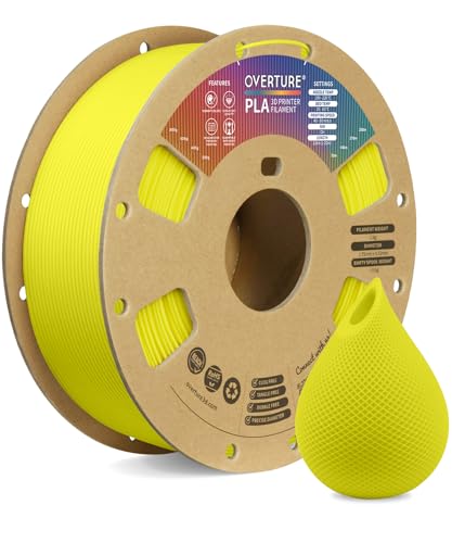 OVERTURE PLA Filament 1.75mm PLA 3D Printer Filament, 1kg Cardboard Spool (2.2lbs), Dimensional Accuracy +/- 0.02mm, Fit Most FDM Printer (Highlight Yellow)