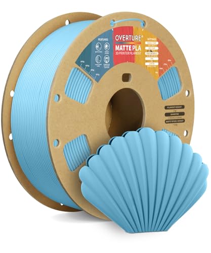 OVERTURE PLA Matte 3D Printer Filament 1.75mm, Matte PLA 1kg Cardboard Spool (2.2lbs), Dimensional Accuracy +/- 0.02 mm (Matte Light Blue)
