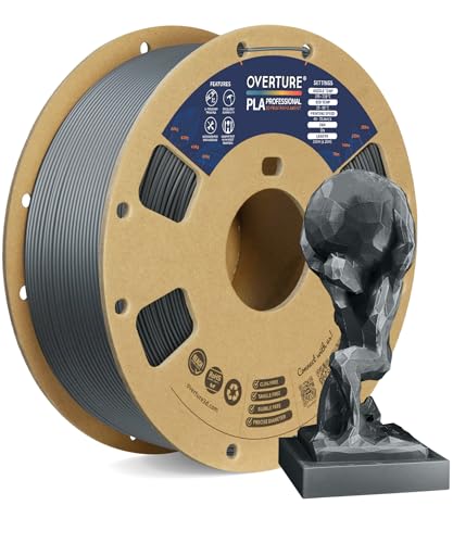 Overture PLA Plus (PLA+) Filament 1.75mm PLA Professional Toughness Enhanced PLA Roll with 3D Build Surface 200 × 200mm, Premium PLA 1kg Spool (2.2lbs), Dimensional Accuracy +/- 0.05 mm (Space Gray)