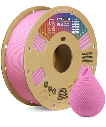 OVERTURE PLA Filament 1.75mm PLA 3D Printer Filament, 1kg Cardboard Spool (2.2lbs), Dimensional Accuracy +/- 0.02mm, Fit Most FDM Printer (Pink)
