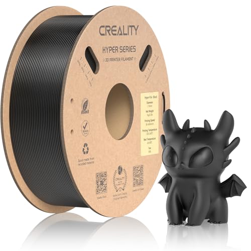 Official CREALITY Hyper PLA Filament 1.75mm, High Speed PLA 30-600mm/s Rapid 3D Printer Filament, Dimensional Accuracy +/-0.02mm, Fit Most FDM 3D Printers, 1KG(2.2lbs) Spool Black