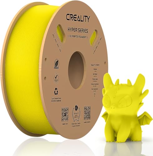 Creality Hyper 1.75mm PLA Filament, High Speed 30-600mm/s, +/-0.02mm Accuracy, Fits Most FDM 3D Printers, 1KG Yellow Spool