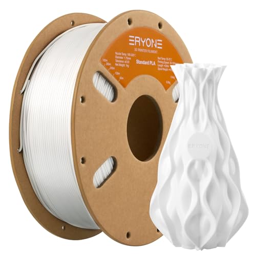 ERYONE PLA Filament 3D Printer PLA Filament 1.75mm +/- 0.03mm, PLA Filament 1KG Cardboard Spool(2.2LBS), White