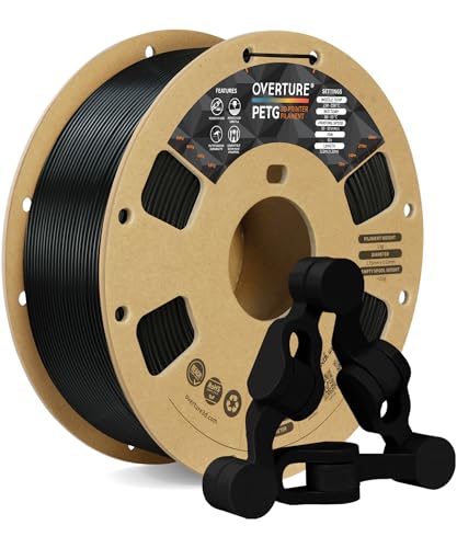 OVERTURE PETG 3D Printer Filament 1.75mm, Neatly Wound Durable PETG 1kg Spool (2.2lbs), Strong Toughness Filament, Dimensional Accuracy +/- 0.02mm, Fit Most FDM Printers (Black (1-Pack))