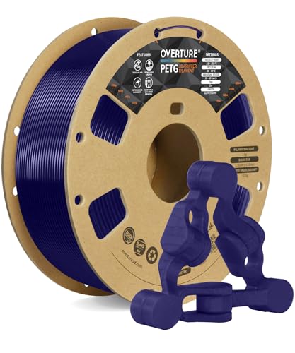 OVERTURE 3D Filament Clear PETG Filament 1.75mm, PETG 3D Printer Filament, 1kg Filament (2.2lbs), Dimensional Accuracy Probability +/- 0.02mm, Fit Most FDM Printers(Transparent Blue)