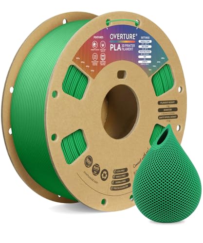 OVERTURE PLA Filament 1.75mm PLA 3D Printer Filament, 1kg Cardboard Spool (2.2lbs), Dimensional Accuracy +/- 0.02mm, Fit Most FDM Printer (Green)