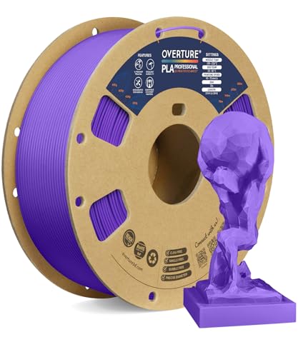 OVERTURE PLA Plus (PLA+) Filament 1.75mm PLA Professional Toughness Enhanced PLA Roll, Cardboard Spool, Premium PLA 1kg(2.2lbs), Dimensional Accuracy Probability +/- 0.02mm (Purple)