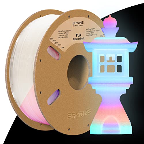 ERYONE Glow in The Dark Multicolor PLA Filament 3D Printer Filament Color Change 1.75mm +/-0.03mm 1kg (2.2lbs)/Spool, Glow Rainbow