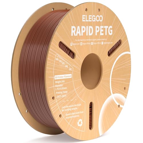 ELEGOO Rapid PETG Filament 1.75mm Brown 1KG, High Speed 30-600mm/s 3D Printer Filament Dimensional Accuracy +/- 0.02 mm, 1kg Cardboard Spool(2.2lbs) Fits for Most FDM 3D Printers