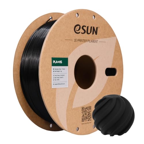 eSUN High Speed PLA+ Filament 1.75mm, 3D Printer Filament Speedy PLA Plus for Fast Printing, Dimensional Accuracy +/- 0.03mm, 1KG Cardboard Spool (2.2 LBS) 3D Printing Filament for 3D Printers, Black