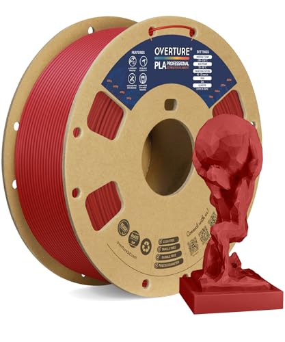 OVERTURE PLA+ 1.75mm Professional Toughness Enhanced PLA, 1kg (2.2lbs), +/- 0.02mm Accuracy (Fresh Red)