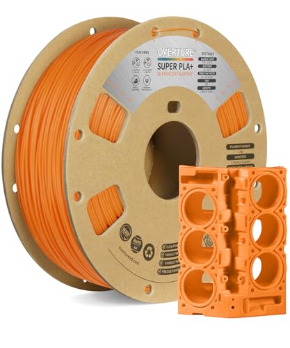 OVERTURE Super PLA+ Filament 1.75mm, Toughness Enhanced PLA Plus, Cardboard Spool, 1kg Filament (2.2lbs), Dimensional Accuracy +/- 0.02 mm (Orange)