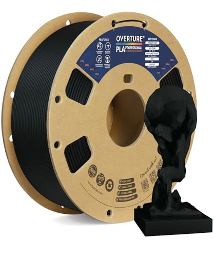 OVERTURE PLA+ Plus Professional Toughness PLA Filament 1.75mm, 1kg (Black), +/- 0.02mm Accuracy
