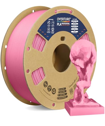Overture PLA Plus (PLA+) Filament 1.75mm PLA Professional Toughness Enhanced PLA Roll with 3D Build Surface 200 × 200mm, Premium PLA 1kg Spool (2.2lbs), Dimensional Accuracy +/- 0.05 mm (Pink)