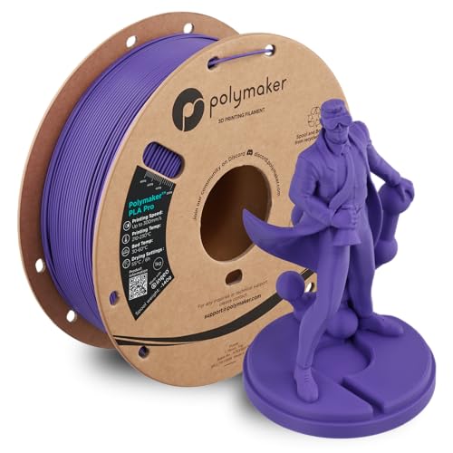 Polymaker PLA Pro 3D Printing Filament Purple 1.75mm 1KG, High-Impact Tough PLA, Fast Printing up to 300mm/s, High Speed New Formula, Easy to Print on Most FDM Printers, No Enclosure Required