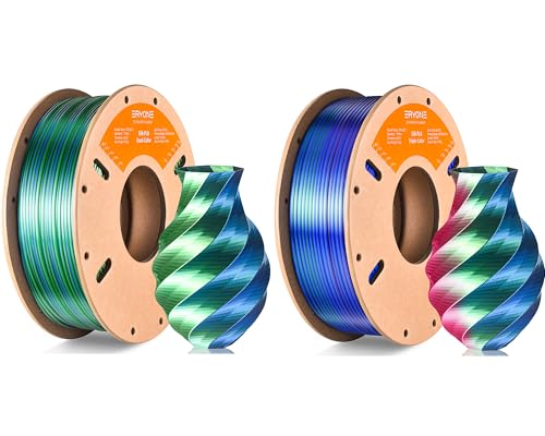 ERYONE 3D Printer Filament Bundle 250g Silk Dual Color Blue Green & Tri Color Red Blue Green PLA