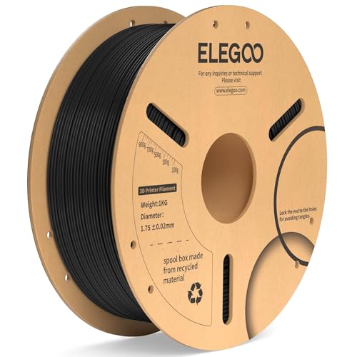 ELEGOO PLA Plus Filament 1.75mm Black 1KG, PLA+ Tougher and Stronger 3D Printer Filament Pro Dimensional Accuracy +/- 0.02mm, 1kg Spool(2.2lbs) Fits for Most FDM 3D Printers