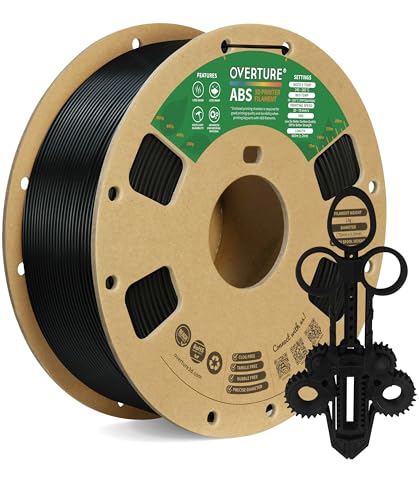 OVERTURE ABS Filament 1.75mm, ABS 1kg Spool (2.2lbs),3D Printer Filament,Dimensional Accuracy +/- 0.02 mm, Fit Most FDM Printer (Black 1-Pack)