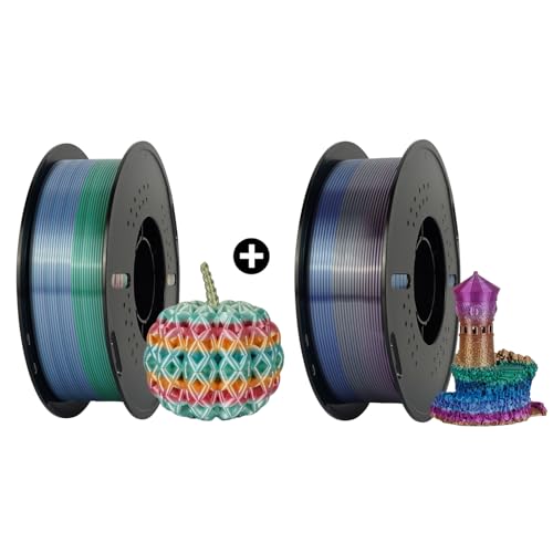 Kingroon Silk PLA 3D Printer Filament, Dimensional Accuracy +/- 0.03 mm, 2 kg Spool(4.4lbs), PLA Shiny Filament 1.75 mm (Candy&Cosmic)