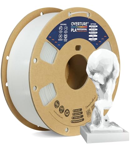 Overture PLA Plus (PLA+) Filament 1.75mm PLA Professional Toughness Enhanced PLA Roll with 3D Build Surface 200 × 200mm, Premium PLA 1kg Spool (2.2lbs), Dimensional Accuracy +/- 0.05 mm (White)