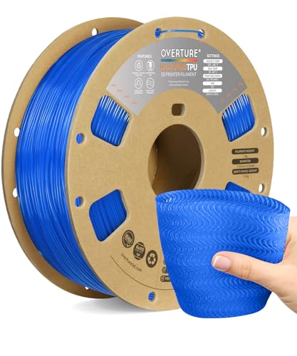 OVERTURE TPU High Speed Filament 1.75mm Flexible 95A Roll, 3D Printer Filament, Fit Most FDM Printer(HS TPU Translucent Blue)