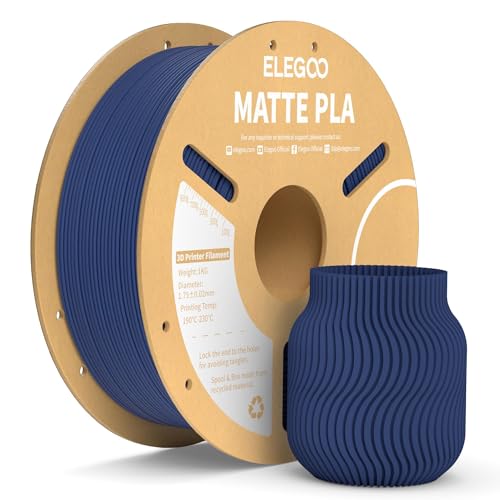 ELEGOO Matte PLA Filament Navy Blue 1KG, 1.75mm 3D Printer Filament Dimensional Accuracy +/- 0.02mm, 1kg Carboard Spool (2.2lbs) for Most FDM 3D Printers