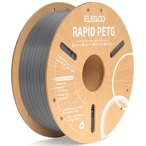 ELEGOO Rapid PETG Filament 1.75mm Space Gray 1KG, High Speed 30-600mm/s 3D Printer Filament Dimensional Accuracy +/- 0.02 mm, 1kg Cardboard Spool(2.2lbs) Fits for Most FDM 3D Printers