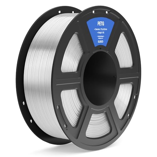 ELEGOO PETG Filament 1.75mm Transparent 1KG, 3D Printer Filament Dimensional Accuracy +/- 0.02 mm, 1kg Spool(2.2lbs) Fits for Most FDM 3D Printers