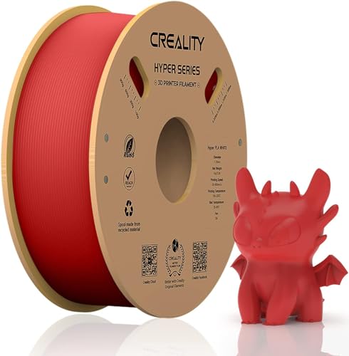 Official Creality Hyper PLA Filament 1.75mm, High Speed PLA 30-600mm/s 3D Printer Filament, Dimensional Accuracy +/-0.02mm, Fit Most FDM 3D Printers，1KG(2.2lbs) Spool Red