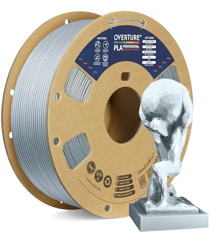 OVERTURE PLA+ 1.75mm Tough PLA Filament, 1kg (Silver Metal)