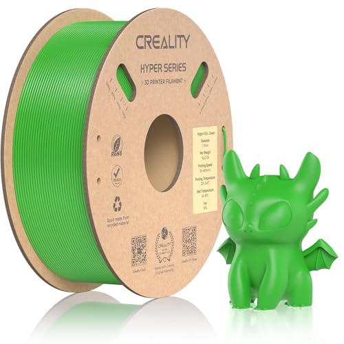 Official Creality Hyper PLA Filament 1.75mm, High Speed PLA 30-600mm/s Rapid 3D Printer Filament, Dimensional Accuracy +/-0.02mm, Fit Most FDM 3D Printers，1KG(2.2lbs) Spool Green