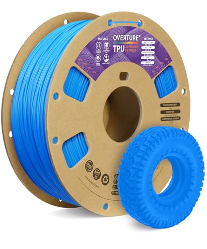 OVERTURE TPU Filament 1.75mm Flexible TPU Roll, 95A Soft 3D Printer Filament, 1kg Spool (2.2 lbs), Dimensional Accuracy +/- 0.02 mm (TPU Digital Blue)