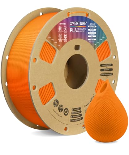OVERTURE PLA Filament 1.75mm PLA 3D Printer Filament, 1kg Cardboard Spool (2.2lbs), Dimensional Accuracy +/- 0.02mm, Fit Most FDM Printer (Orange)