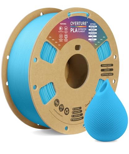 OVERTURE PLA Filament 1.75mm, Neatly Wound 3D Printer Filament 1kg Spool (2.2lbs), Dimensional Accuracy +/- 0.02 mm, Fit Most FDM 3D Printers (Light Blue)