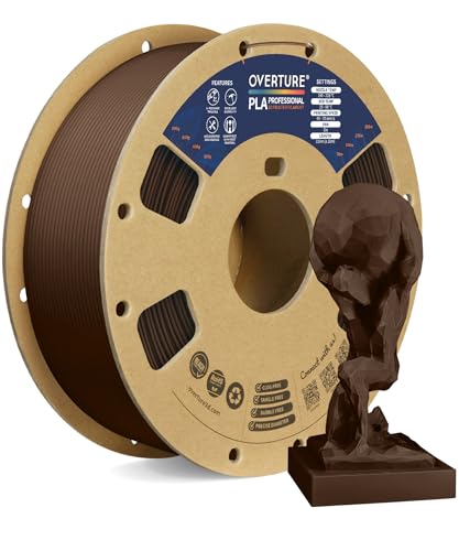 OVERTURE PLA+ 1.75mm Premium Professional Toughness PLA, 1kg (2.2lbs), +/- 0.02mm Accuracy (Chocolate)