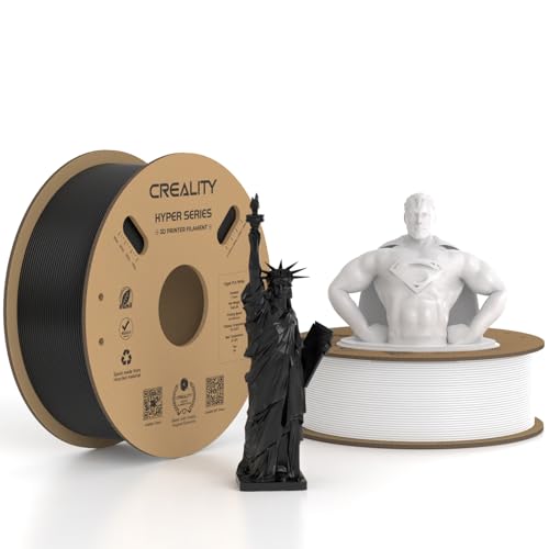 Creality Hyper PLA Filament 1.75mm Black & White 2KG, 30-600mm/s High Speed PLA 3D Printer Filament, 2 Pack 1kg Spool(2.2lbs) PLA, Dimensional Accuracy +/-0.02mm, Fit Most FDM 3D Printer