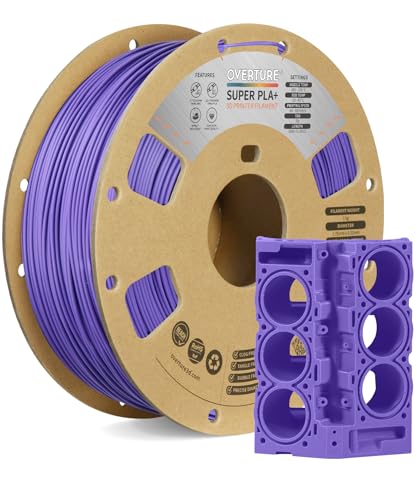 OVERTURE Super PLA+ Filament 1.75mm, Toughness Enhanced PLA Plus, Cardboard Spool, 1kg Filament (2.2lbs), Dimensional Accuracy +/- 0.02 mm (Purple)