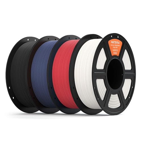 ELEGOO Matte PLA Filament 1.75mm Bundle 4KG, 3D Printer Filament High Precision, 4pcs 1kg Spool (2.2lbs) Fits for Most FDM 3D Printers Black/White/Ruby Red/Navy Blue