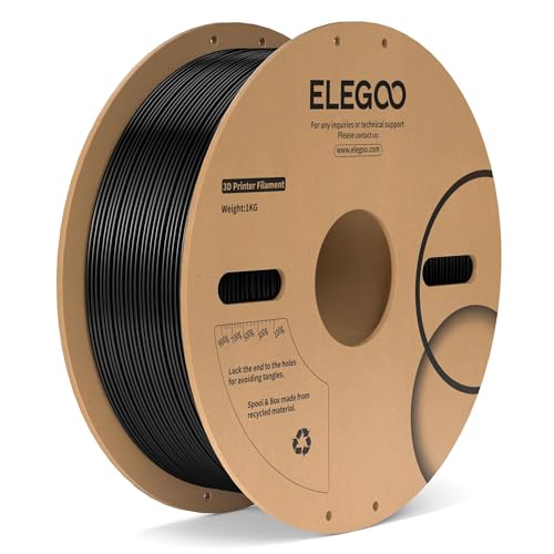 ELEGOO PC Filament 1.75mm Black 1KG, Tough and Durable Professional 3D Printer Filament Dimensional Accuracy +/- 0.05mm 1KG Spool Heat Resistant 3D Printing Polycarbonate Material