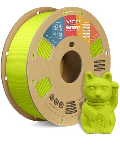 OVERTURE PLA Matte 3D Printer Filament 1.75mm, Matte PLA 1kg Cardboard Spool (2.2lbs), Dimensional Accuracy +/- 0.02 mm (Matte Grass Green)
