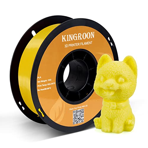 Kingroon PLA 3D Printer Filament, Dimensional Accuracy +/- 0.02 mm, 1 kg Spool(2.2lbs), 1.75 mm，Yellow
