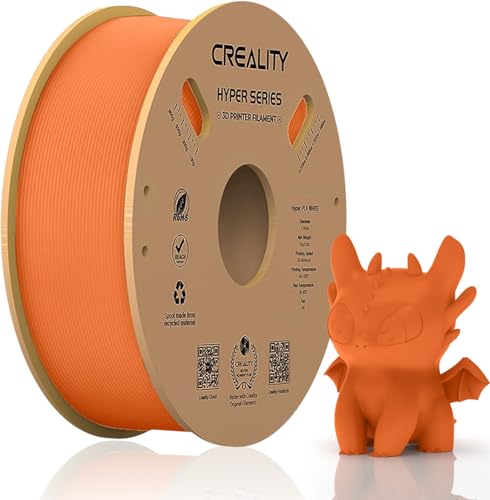 Official Creality Hyper PLA Filament 1.75mm, High Speed PLA 30-600mm/s 3D Printer Filament PLA, Dimensional Accuracy +/-0.02mm, Fit Most FDM 3D Printers，1KG(2.2lbs) Spool Orange