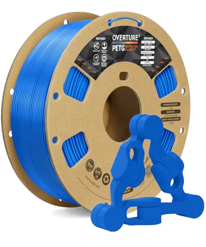 OVERTURE PETG Filament 1.75mm, 3D Printer Filament, 1kg Filament (2.2lbs), Dimensional Accuracy Probability +/- 0.02 mm, Fit Most FDM Printers (Digital Blue)
