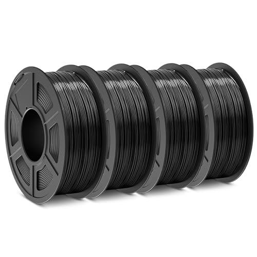 SUNLU ABS Filament 1.75mm 3D Printer Filament, Strong and Durable, Excellent Toughness, Individually Vacuum Packed, 3.6kg in Total, 0.9kg per Spool, Pack of 4, Black