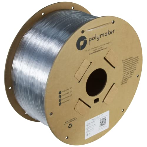 Polymaker PC Filament 2.85mm, Clear Polycarbonate 3kg Cardboard Spool - PolyLite Transparent PC 3D Printer Polycarbonate Filament 2.85mm, Strong & Tough & Heat Resistant
