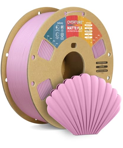 OVERTURE PLA Matte 3D Printer Filament 1.75mm, Matte PLA 1kg Cardboard Spool (2.2lbs), Dimensional Accuracy +/- 0.02 mm (Matte Pink)