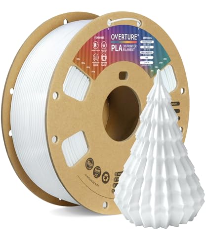 OVERTURE PLA Filament 1.75mm PLA 3D Printer Filament, 1kg Cardboard Spool (2.2lbs), Dimensional Accuracy +/- 0.02mm, Fit Most FDM Printer (Cold White 1-Pack)